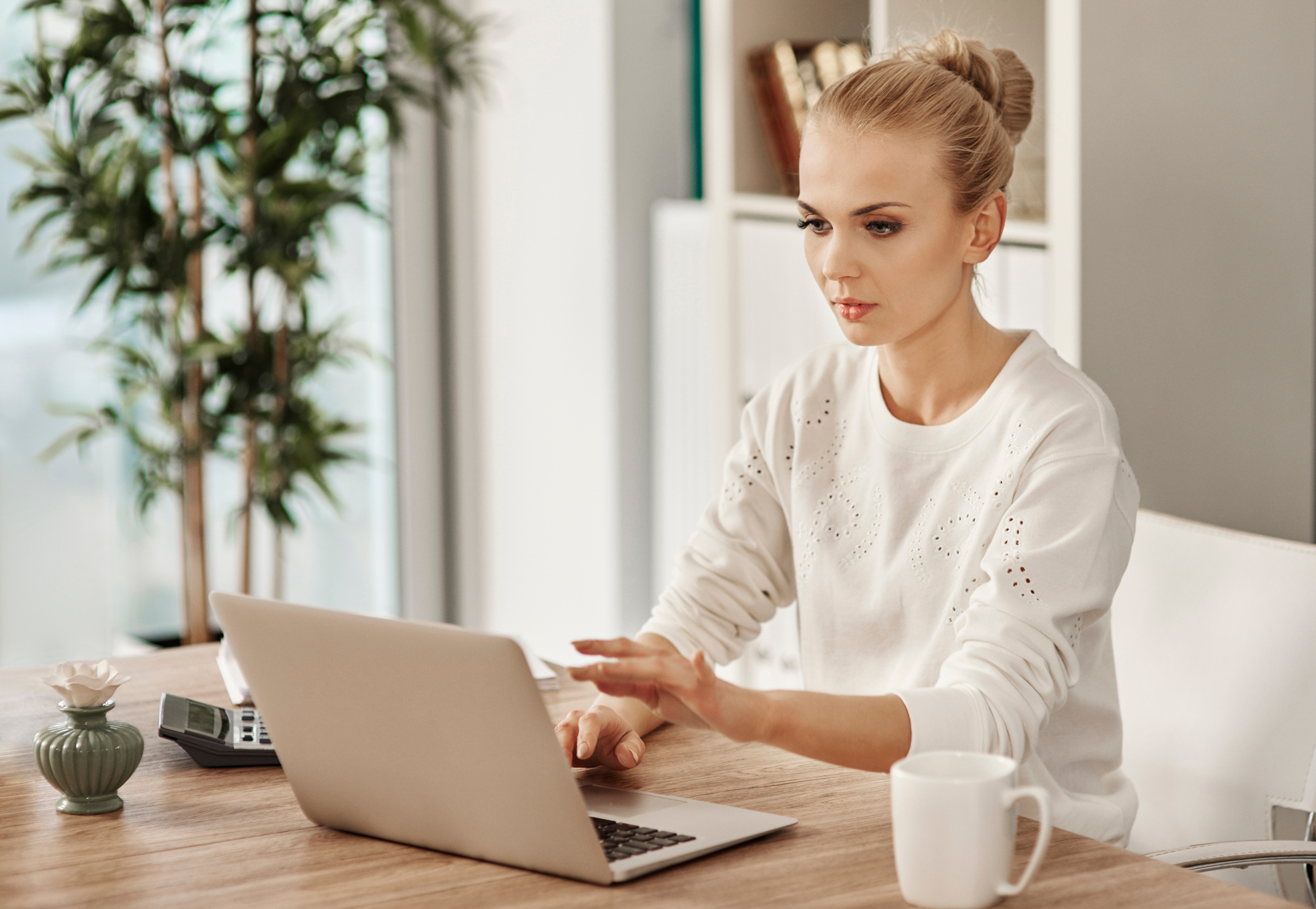 Blonde Woman Typing 